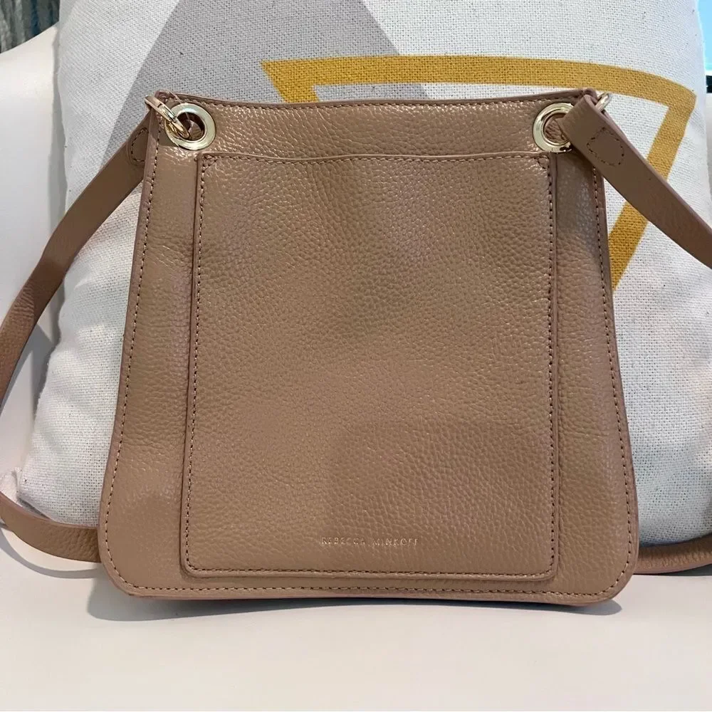 Rebecca Minkoff Darren Pebbled Leather Shoulder Bag Driftwood NEW Gold Hardware